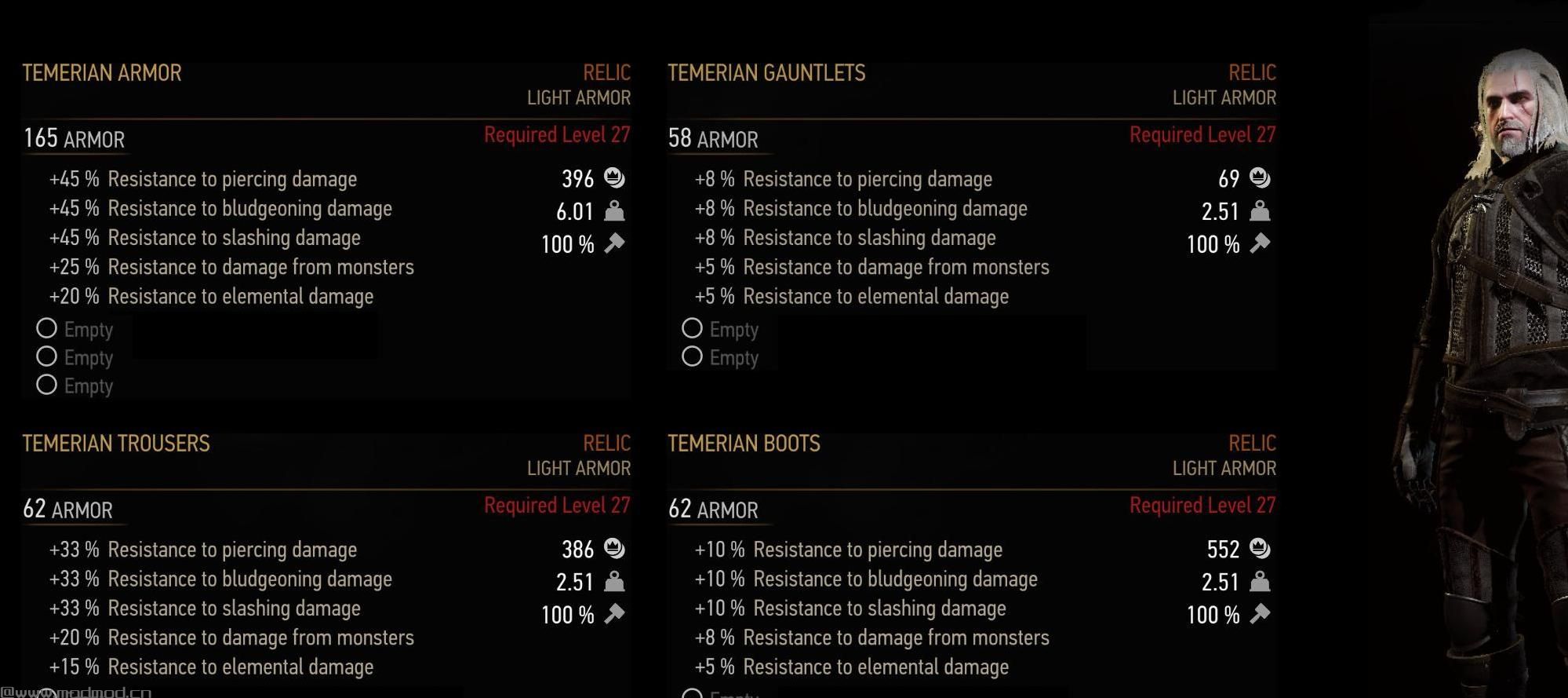 巫师3：狂猎MOD 中世纪雇佣兵团盔甲装备