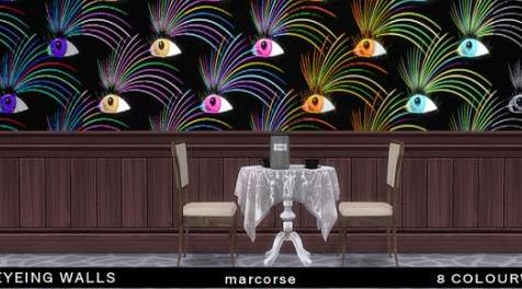 模拟人生4MOD Eyeing Walls_marcorse 眼睛墙纸