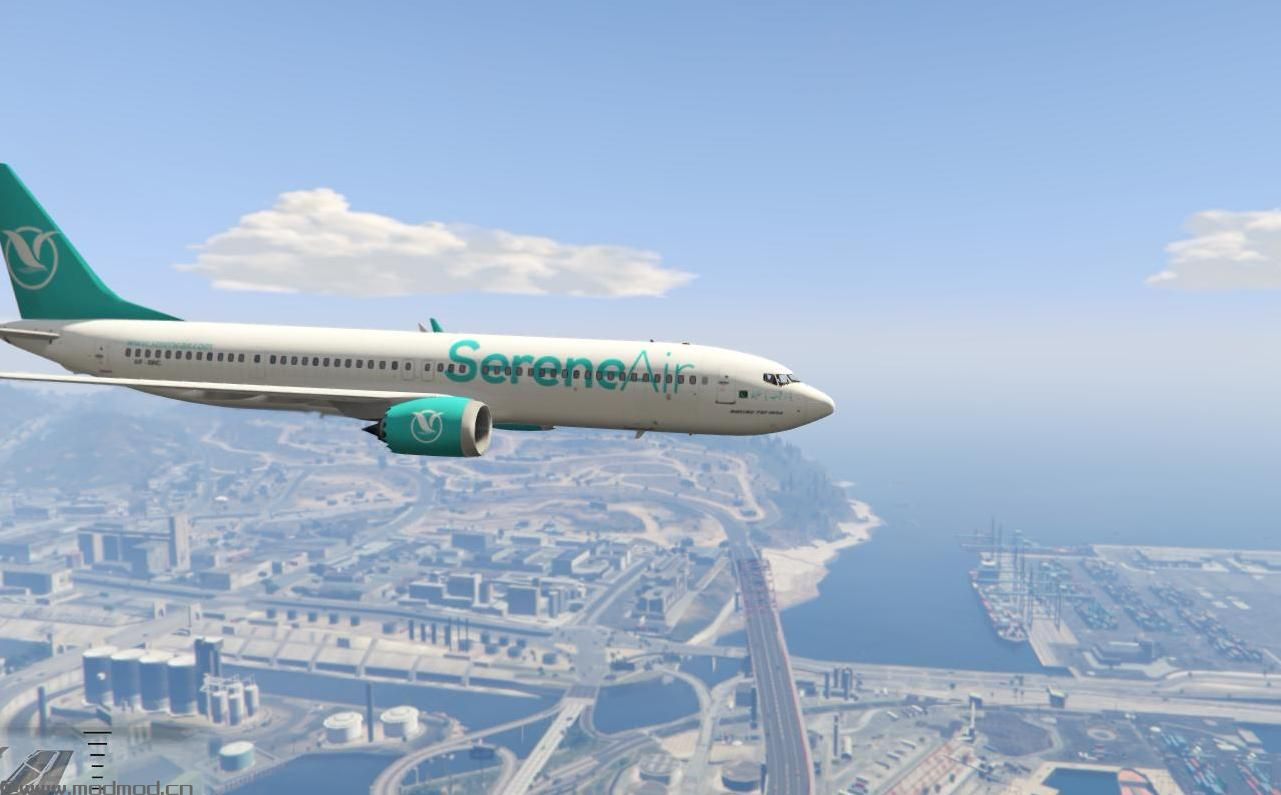 侠盗猎车手5「GTA5」Mod: SereneAir Livery for Boeing 737-MAX9