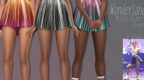 模拟人生4MOD Trillyke - Wonderland Metallic Pleated Skirt 百褶裙