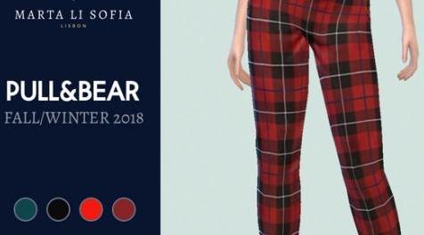 模拟人生4MOD Marta Li Pullandbear Checked Trousers 裤子