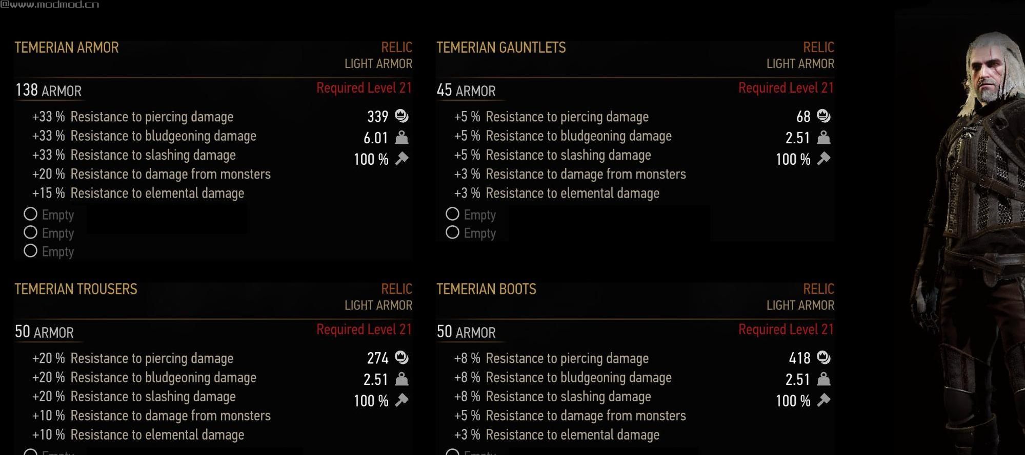 巫师3：狂猎MOD 中世纪雇佣兵团盔甲装备