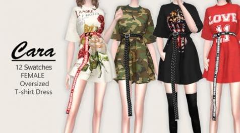 模拟人生4MOD CARA - T-Shirt Dress T恤连衣裙