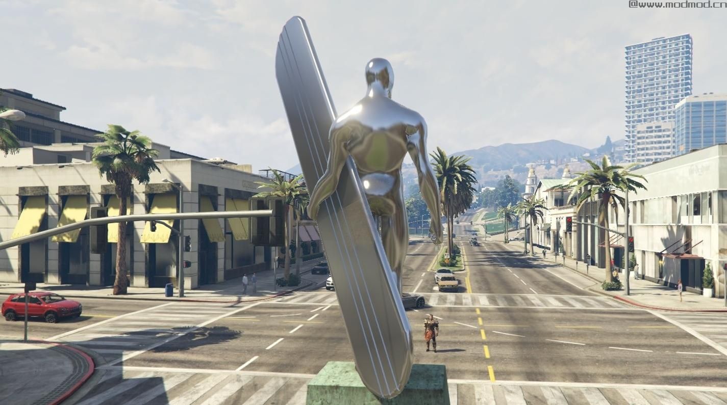 侠盗猎车手5「GTA5」Mod: SILVER SURFER雕像（替换）