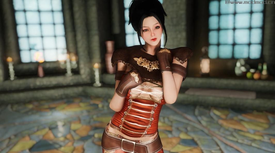 上古卷轴5：重置版MOD Ov Leather Armor - CBBE BodySlide (Physics)