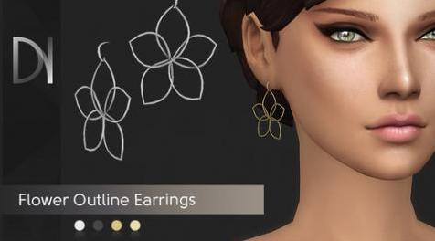 模拟人生4MOD Flower Outline Earrings 耳环