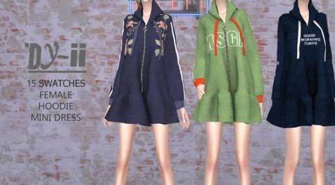 模拟人生4MOD DYII - Hoodie Mini Dress 连帽衫迷你连衣裙