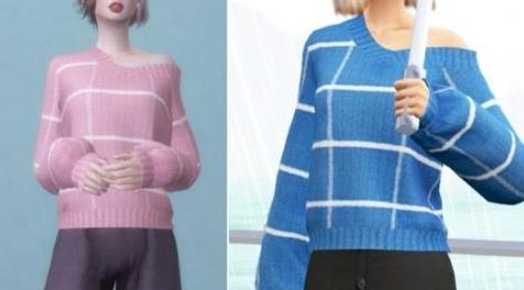 模拟人生4MOD ChloeM-Off-The-Shoulder Sweater 毛衣