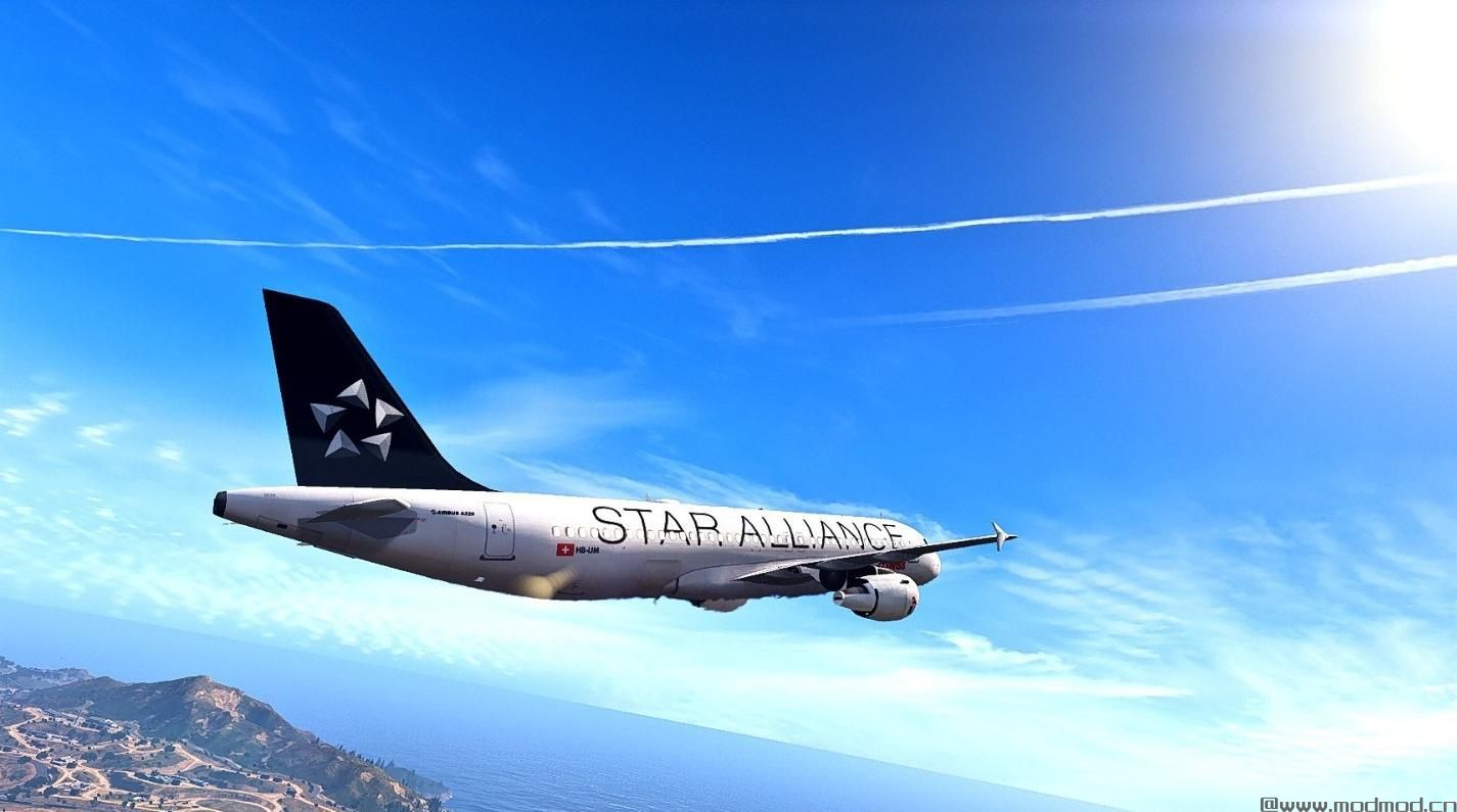 侠盗猎车手5「GTA5」Mod: Airbus A320 &rsquo;Star Alliance&rsquo; Swiss Livery