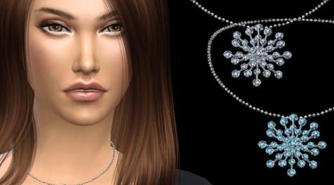 模拟人生4MOD NataliS_Round crystals snowflake necklace 水晶雪花项链