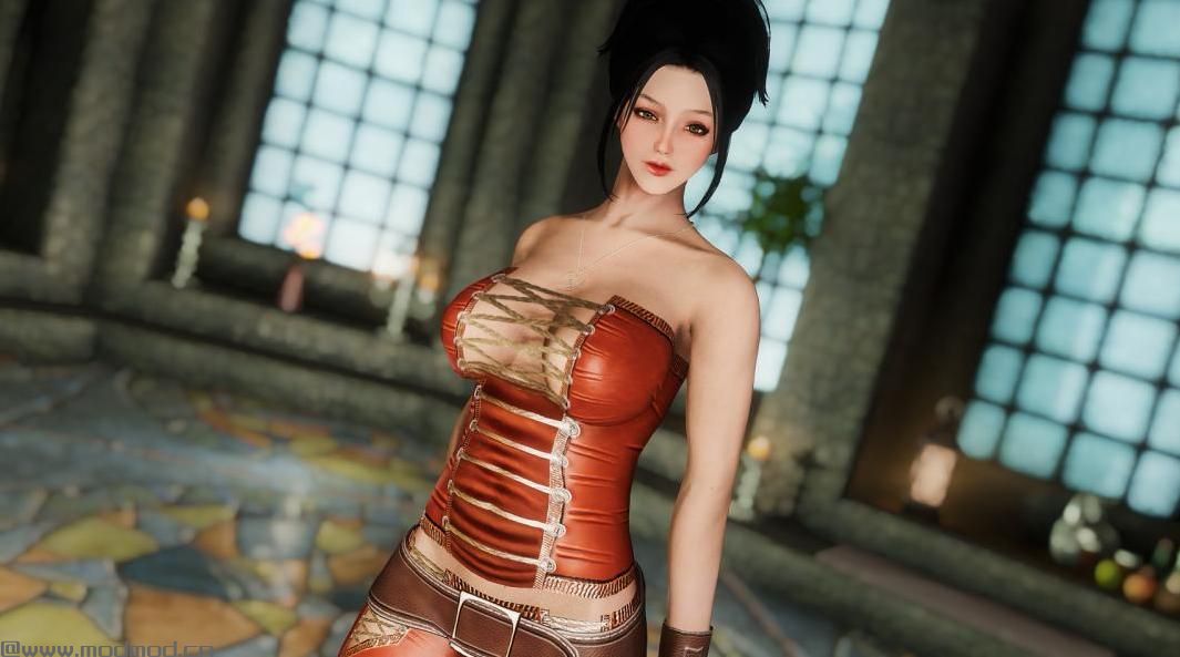上古卷轴5：重置版MOD Ov Leather Armor - CBBE BodySlide (Physics)