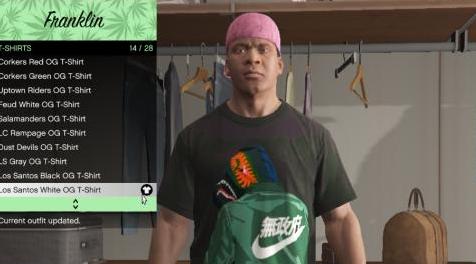 侠盗猎车手5「GTA5」Mod: 纹理t恤为富兰克林