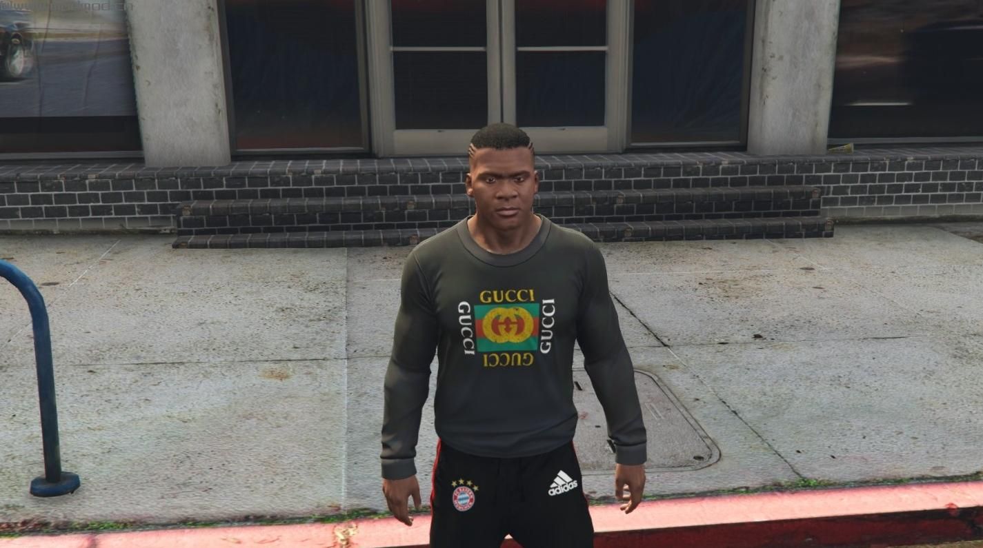 侠盗猎车手5「GTA5」Mod: Gucci sweater Black & White for Franklin