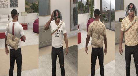 侠盗猎车手5「GTA5」Mod: GUCCI FITTED V-NECK 6-PACK FOR FRANKLIN