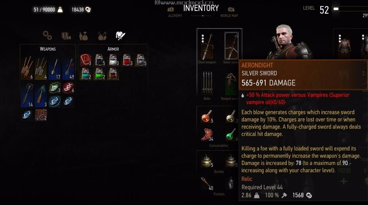 巫师3：狂猎MOD Level 52 Geralt Ready For New Game Plus（52级2周目存档）