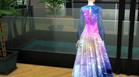 模拟人生4MOD Watercolor Galaxy Space Ball Gown 礼服