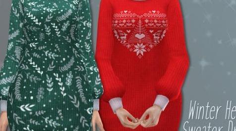 模拟人生4MOD Trillyke - Winter Heat Sweater Dress 连衣裙