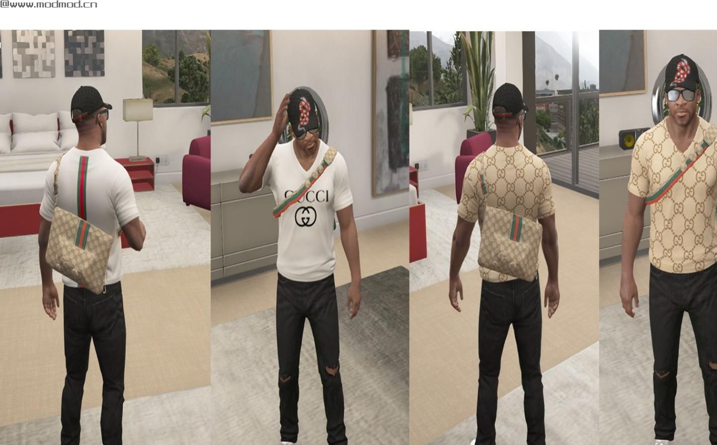侠盗猎车手5「GTA5」Mod: GUCCI FITTED V-NECK 6-PACK FOR FRANKLIN