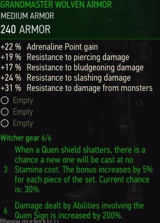 巫师3：狂猎MOD 师匠狼套的套装属性更换