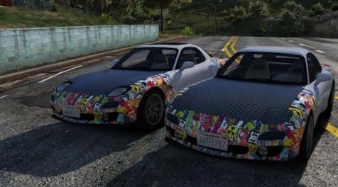 侠盗猎车手5「GTA5」Mod: Neos7 Mazda RX7 Sticker Bomb