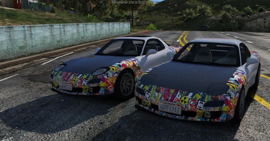 侠盗猎车手5「GTA5」Mod: Neos7 Mazda RX7 Sticker Bomb