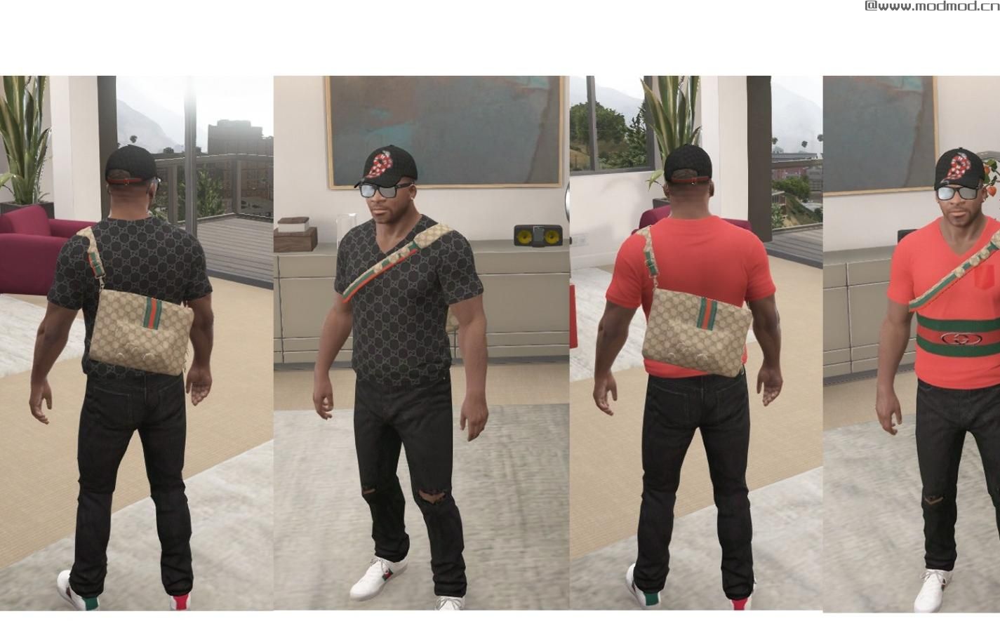 侠盗猎车手5「GTA5」Mod: GUCCI FITTED V-NECK 6-PACK FOR FRANKLIN