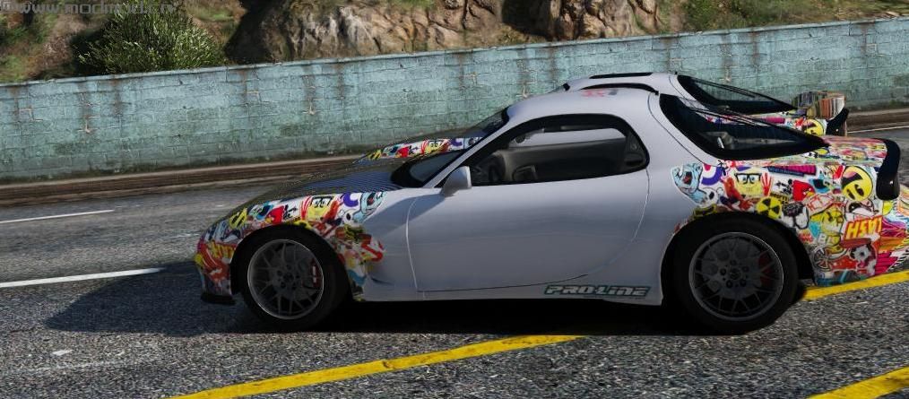 侠盗猎车手5「GTA5」Mod: Neos7 Mazda RX7 Sticker Bomb