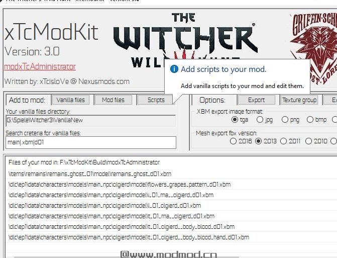 巫师3：狂猎MOD xTcModKit - 5.0-BETA-1.1 - Uncook Build Cook and Merge