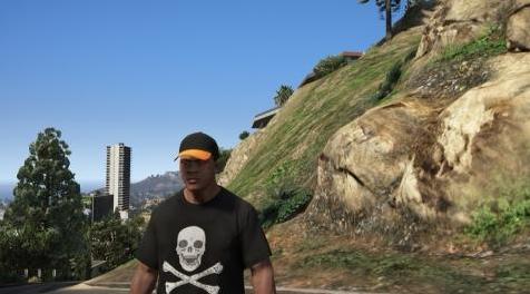 侠盗猎车手5「GTA5」Mod: VLONE头骨和骨头黑色T恤