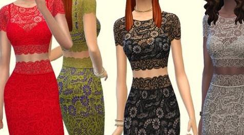 模拟人生4MOD Dress Lace 花边连衣裙