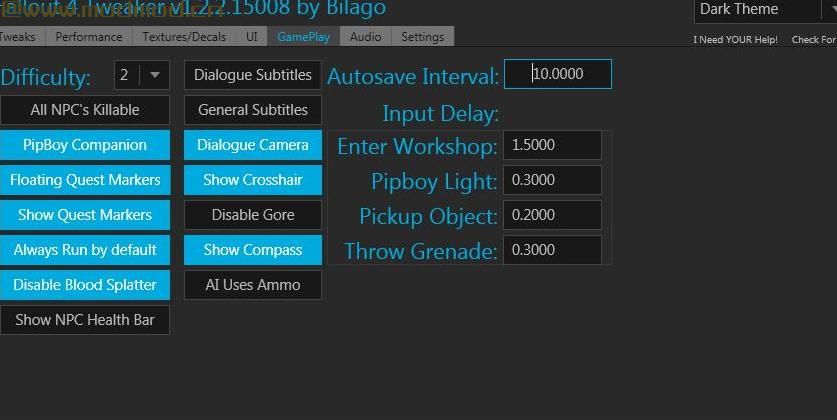 辐射4MOD Fallout 4配置工具 - 由Bilago提供