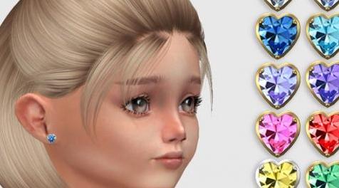 模拟人生4MOD Sweetheart Studs For Toddlers 儿童耳环