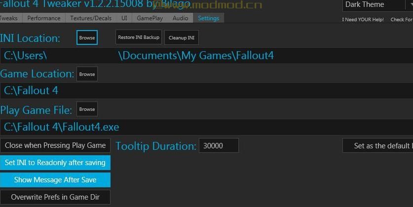 Fallout 4配置工具 - 由Bilago提供