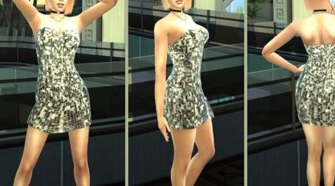 模拟人生4MOD Silver Sequin Mini Dress 银色亮片迷你连衣裙