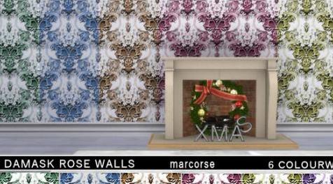 模拟人生4MOD Damask Rose Walls_marcorse 墙纸