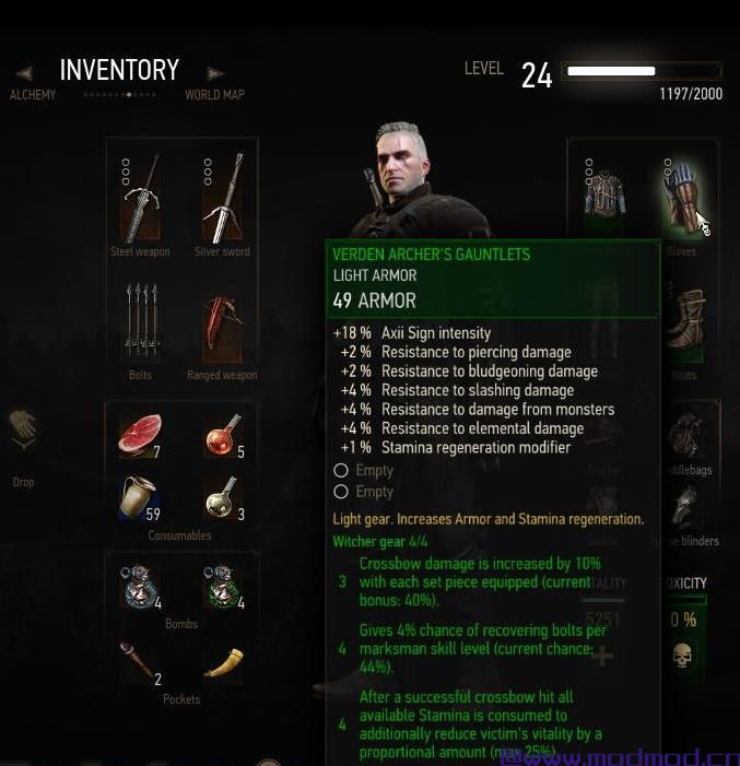 巫师3：狂猎MOD 为DLC和遗物装甲设置奖励