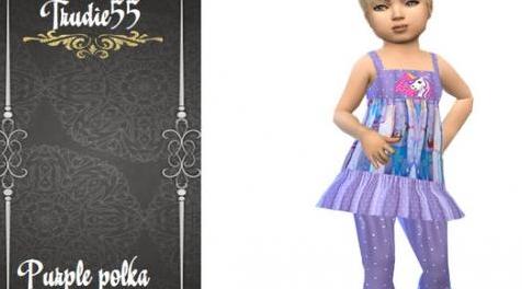 模拟人生4MOD Purple polka dot toddler set 童装