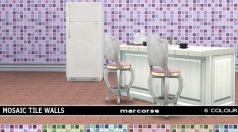 模拟人生4MOD Mosaic Tile Walls_marcorse 墙纸