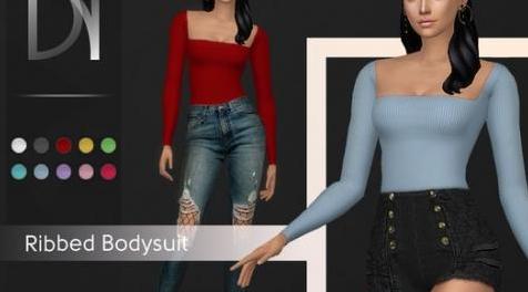 模拟人生4MOD Ribbed Bodysuit 紧身连衣裤