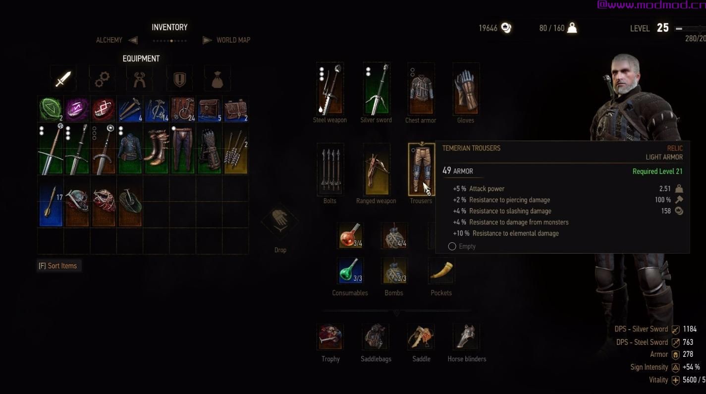 巫师3：狂猎MOD 泰米尔装甲属性MOD