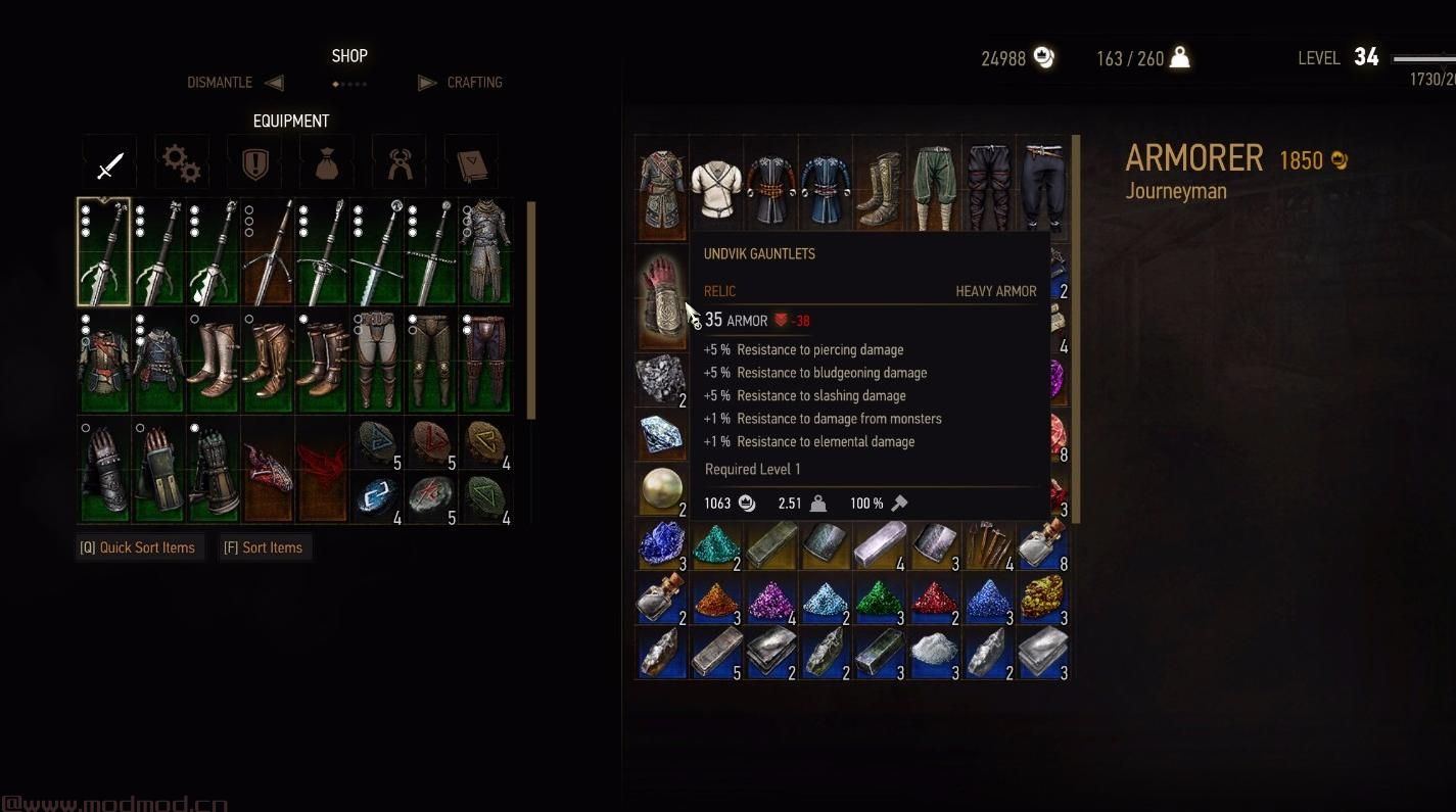 巫师3：狂猎MOD 不受限制的Undvik盔甲