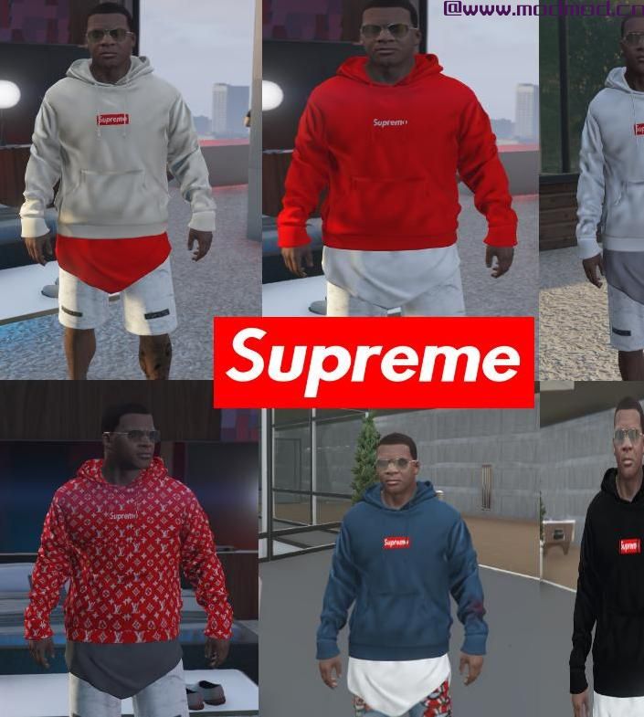 侠盗猎车手5「GTA5」Mod: 富兰克林的Supreme Box Logo连帽衫