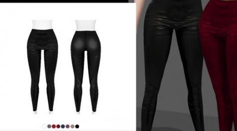 模拟人生4MOD High Waisted Leather Leggings 高腰皮革打底裤