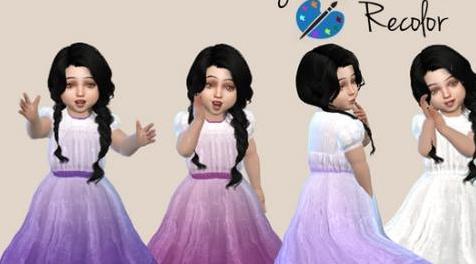 模拟人生4MOD Long Toddler Formal Dress Recolor  儿童连衣裙