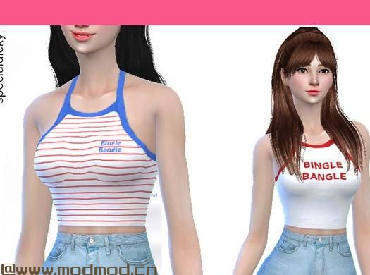 模拟人生4MOD AOA Bingle Bange Crop Top 上衣