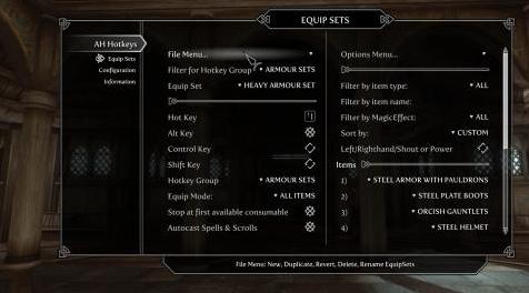 上古卷轴5：重置版MOD AH Hotkeys  -  Skyrim Hotkey Manager SSE