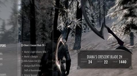上古卷轴5：天际MOD 汉化  【LOL武器】戴安娜的偃月刀&贾克斯的路灯