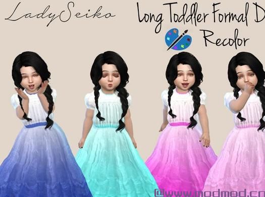 模拟人生4MOD Long Toddler Formal Dress Recolor  儿童连衣裙