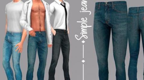 模拟人生4MOD Simple jeans - for male sims 牛仔裤