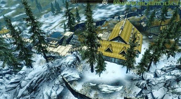 上古卷轴5：天际MOD 炉火DLC的赫雅晨大厅室外扩建~有城墙、门房、农地区、炼金花圃、锻造区、浴